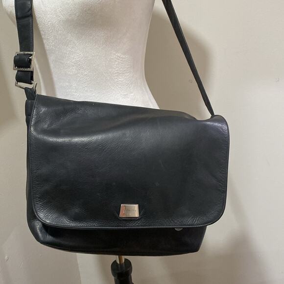 Perlina Black Messenger Bag with Flap-Over Design Adjustable Strap - Picture 13 of 13